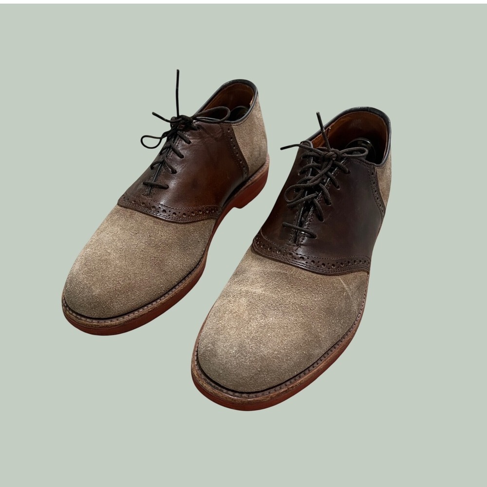 Cole Haan Mens 8.5 B Saddle Shoes Brown Leather Tan Suede Oxford USA 16152J